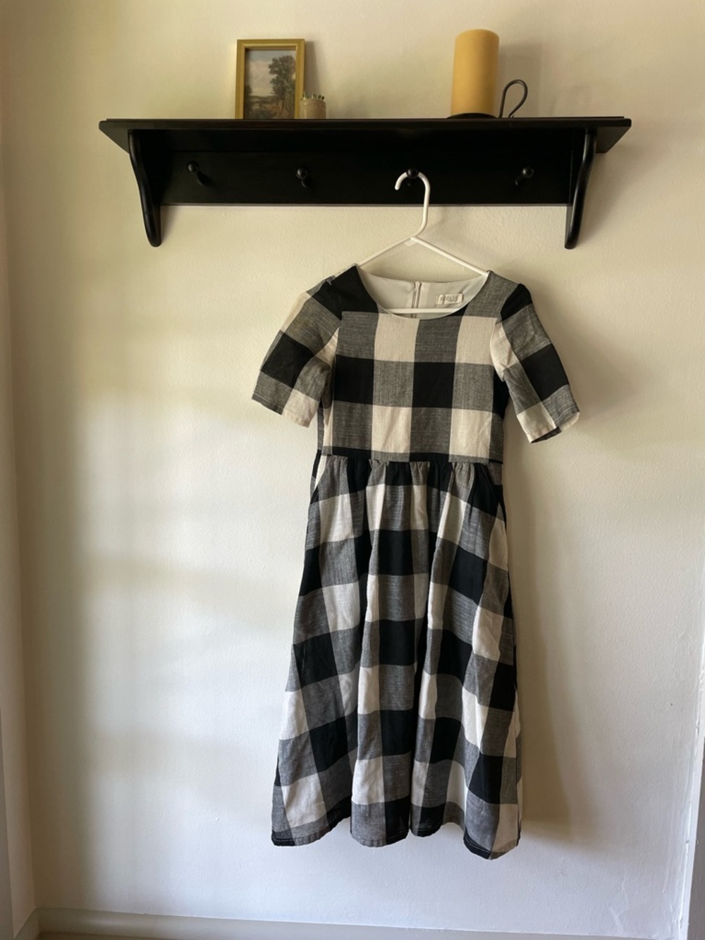 Roolee Mom Black and White Buffalo Check Nursing Dress